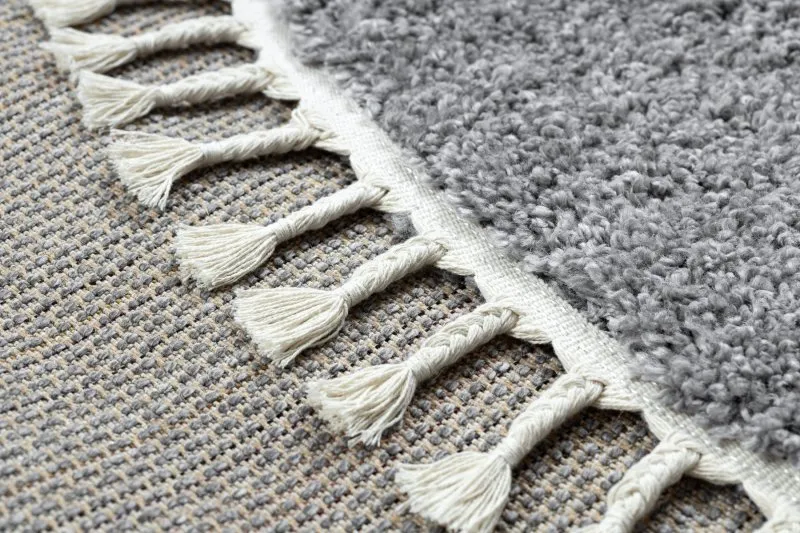 Teppich BERBER 9000 Kreis grau Franse berber marokkanisch shaggy