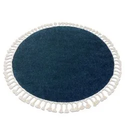 Teppich BERBER Kreis dunkelblau Franse berber marokkanisch shaggy