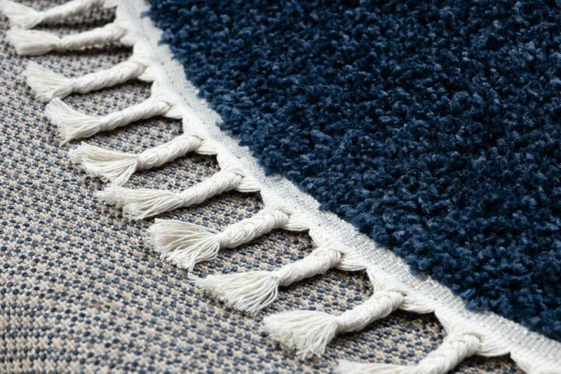 Teppich BERBER 9000 Kreis dunkelblau Franse berber marokkanisch shaggy