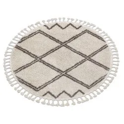 Teppich BERBER ASILA Kreis sahne / braun Franse berber marokkanisch shaggy