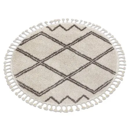 Teppich BERBER ASILA Kreis sahne / braun Franse berber marokkanisch shaggy