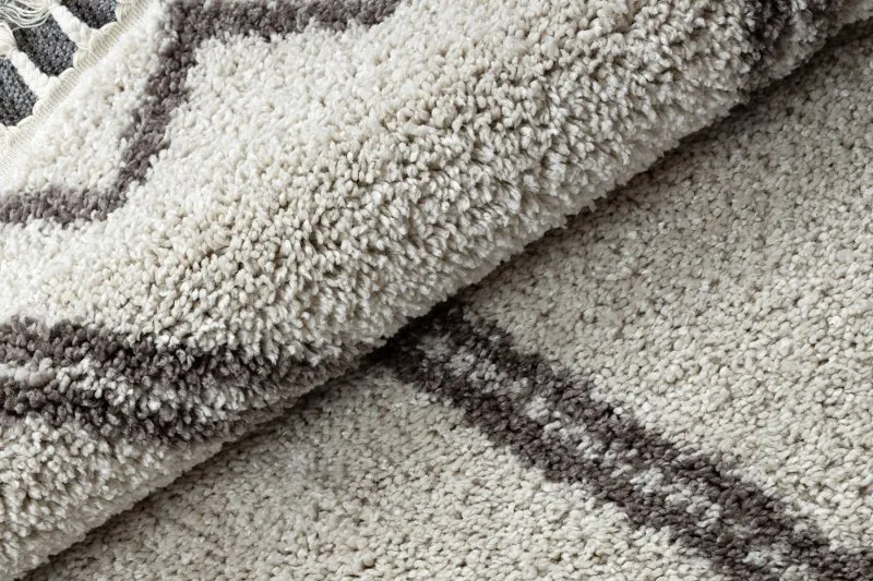 Teppich BERBER ASILA Kreis sahne / braun Franse berber marokkanisch shaggy