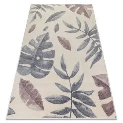 Teppich HEOS creme / rosa Blätter Monstera