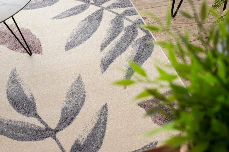 Teppich HEOS 78428 creme / rosa Blätter Monstera