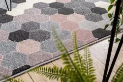 Teppich HEOS 78537 grau / rosa / creme HEXAGON
