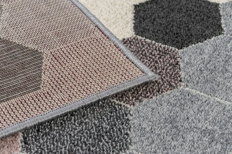 Teppich HEOS 78537 grau / rosa / creme HEXAGON