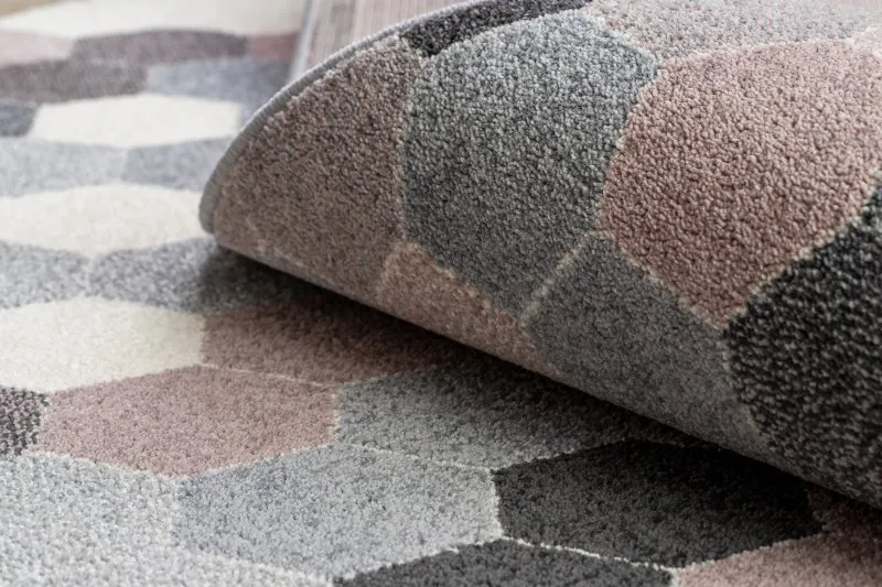Teppich HEOS 78537 grau / rosa / creme HEXAGON