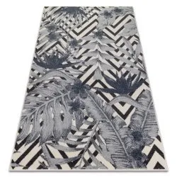 Teppich HEOS creme / blau BLÄTTER URWALD