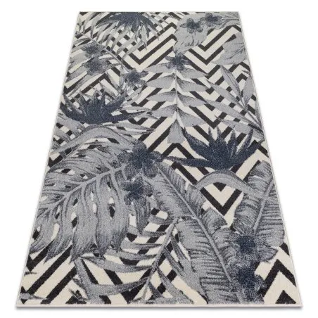 Teppich HEOS 78540 creme / blau BLÄTTER URWALD