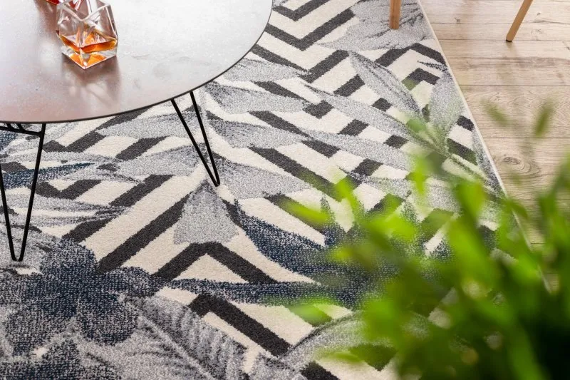 Teppich HEOS 78540 creme / blau BLÄTTER URWALD