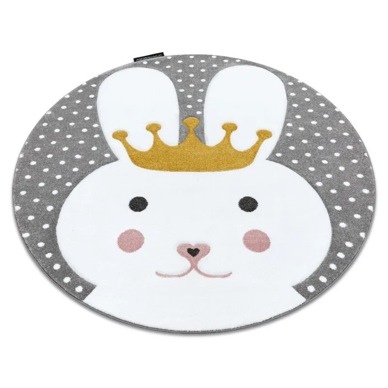 Kinderteppich PETIT BUNNY HASE Kreis grau