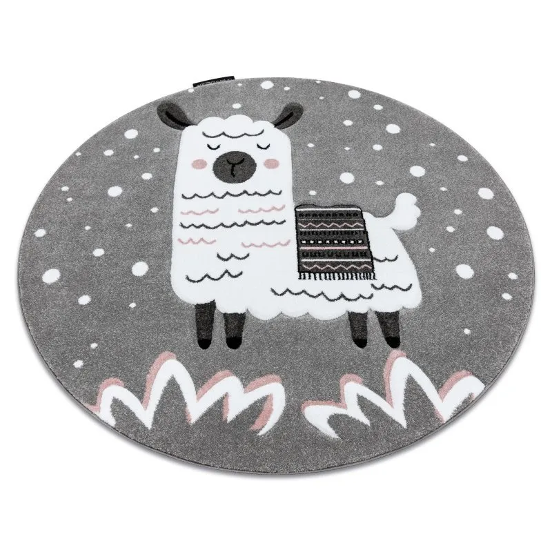 Kinderteppich PETIT LAMA Kreis grau
