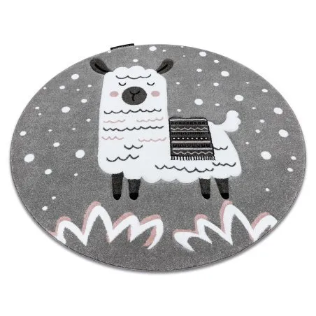 Kinderteppich PETIT LAMA Kreis grau
