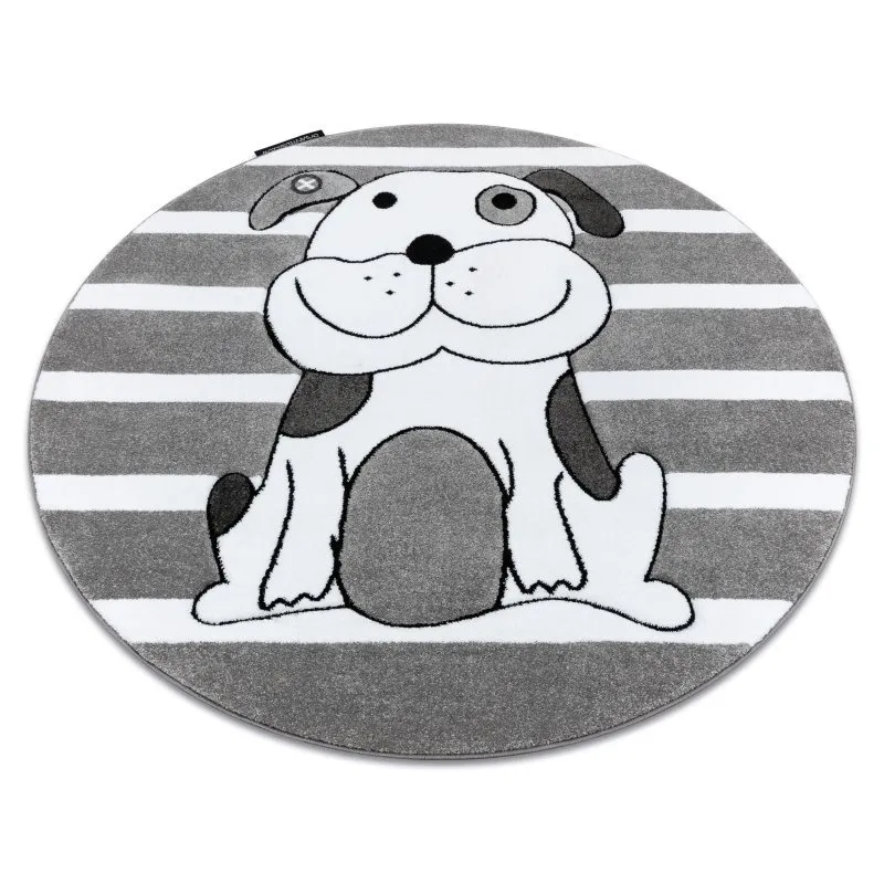 Kinderteppich PETIT PUPPY HÜNDCHEN Kreis grau