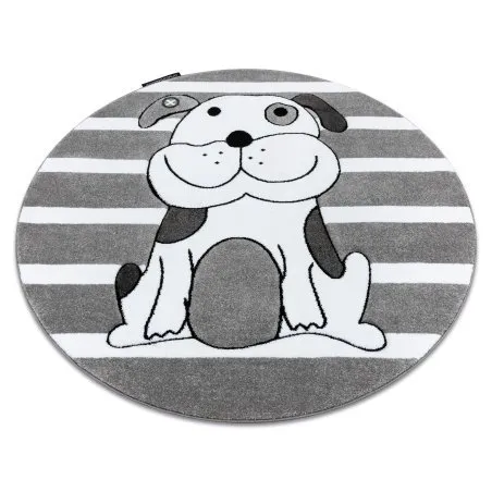 Kinderteppich PETIT PUPPY HÜNDCHEN Kreis grau