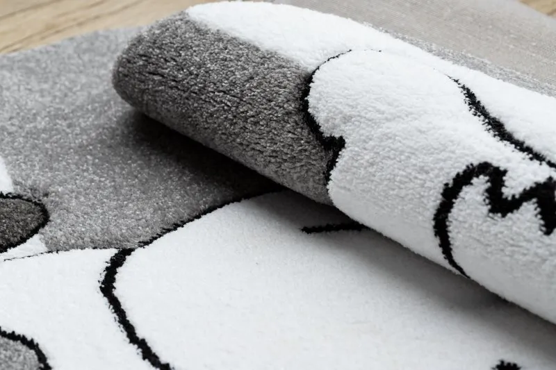 Kinderteppich PETIT PUPPY HÜNDCHEN Kreis grau
