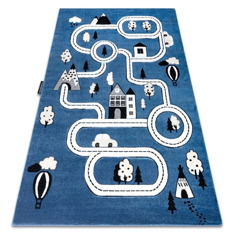 Kinderteppich PETIT TOWN STADT STRAßEN blau