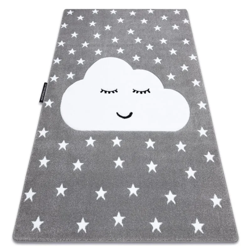 Kinderteppich PETIT CLOUD WOLKEN STERNE grau