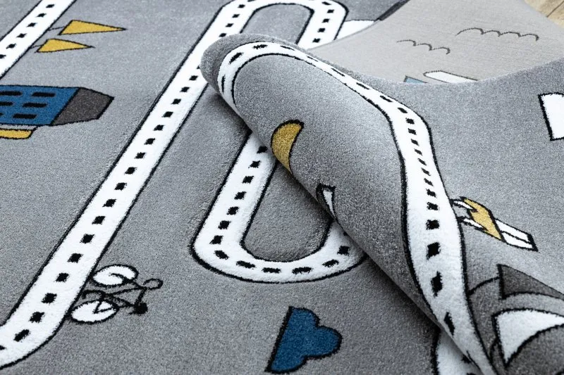 Kinderteppich PETIT STREET STRAßEN grau