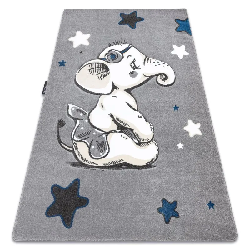 Kinderteppich PETIT ELEPHANT ELEFANT STERNE grau