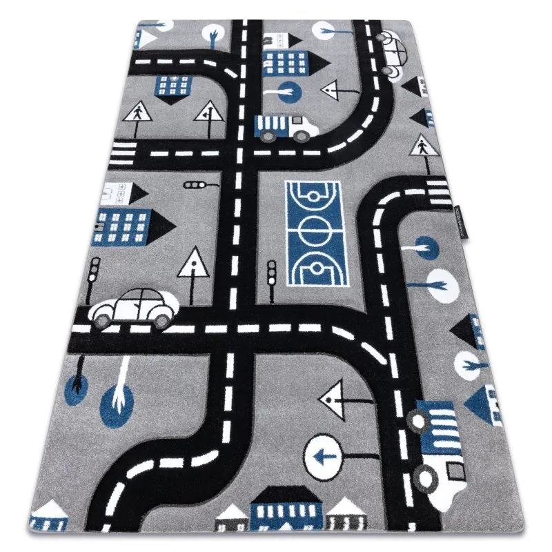 Kinderteppich PETIT CITY STADT STRAßEN grau
