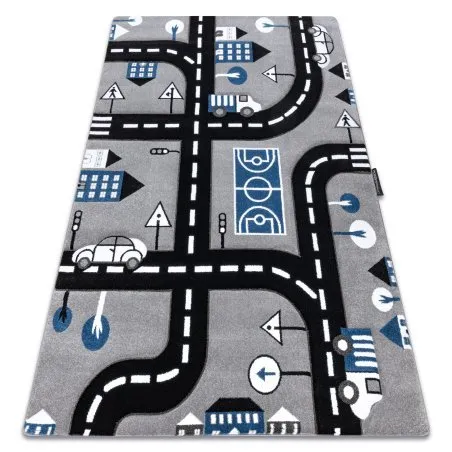 Kinderteppich PETIT CITY STADT STRAßEN grau