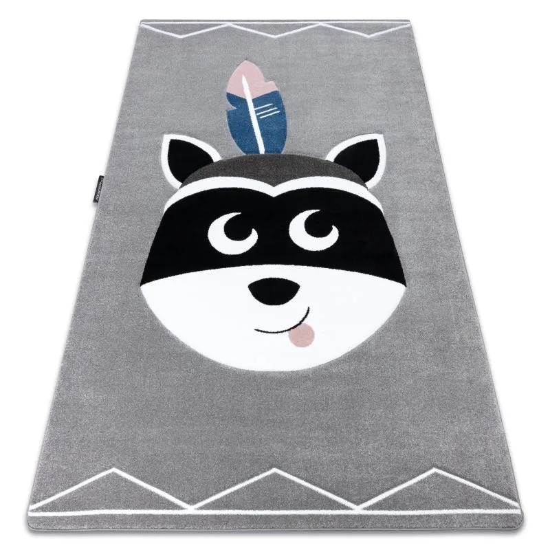 Kinderteppich PETIT RACCOON MUKKI WASCHBÄR grau