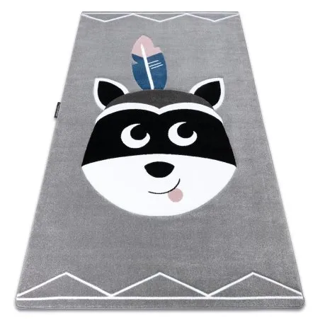 Kinderteppich PETIT RACCOON MUKKI WASCHBÄR grau