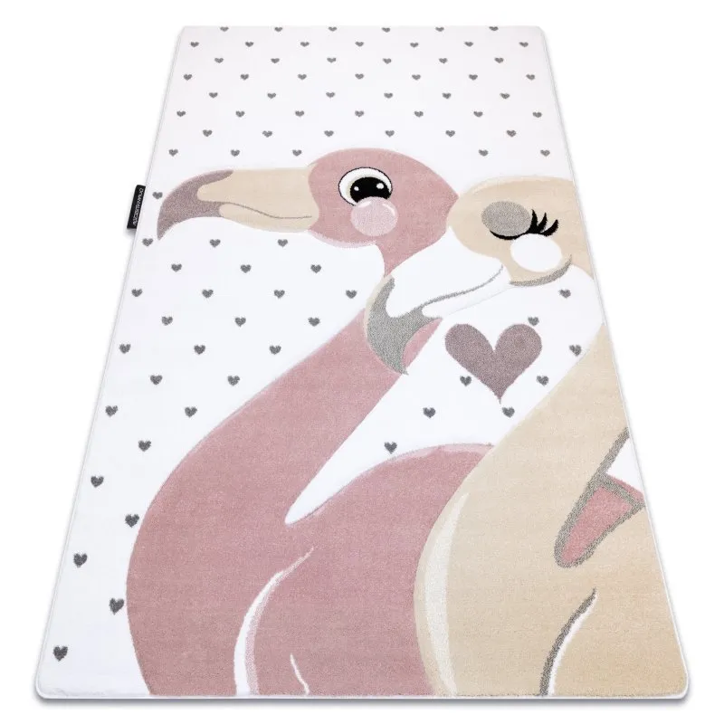 Kinderteppich PETIT FLAMINGOS HERZEN sahne