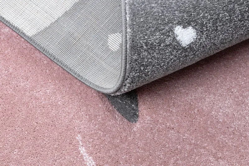 Kinderteppich PETIT FLAMINGOS HERZEN grau