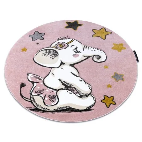Kinderteppich PETIT ELEPHANT ELEFANT STERNE Kreis rosa