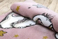 Kinderteppich PETIT ELEPHANT ELEFANT STERNE Kreis rosa