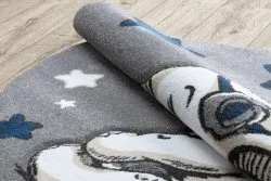 Kinderteppich PETIT ELEPHANT ELEFANT STERNE Kreis grau