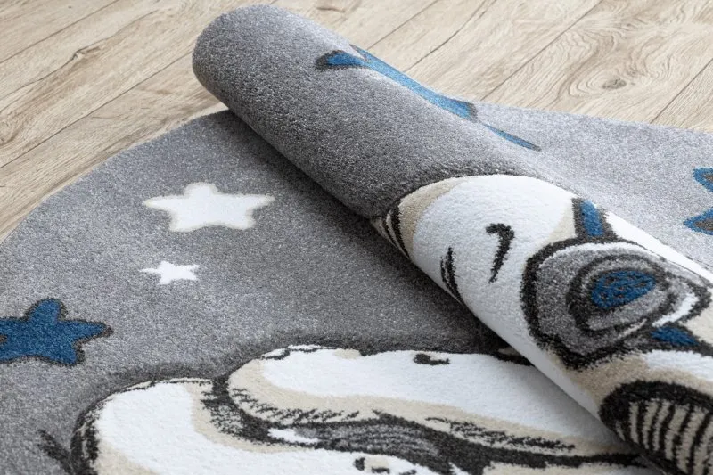 Kinderteppich PETIT ELEPHANT ELEFANT STERNE Kreis grau
