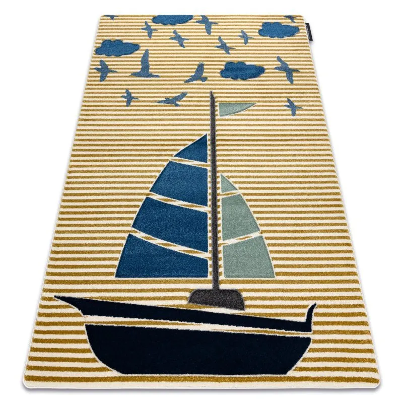 Kinderteppich PETIT SAIL Boot, Segelboot gold
