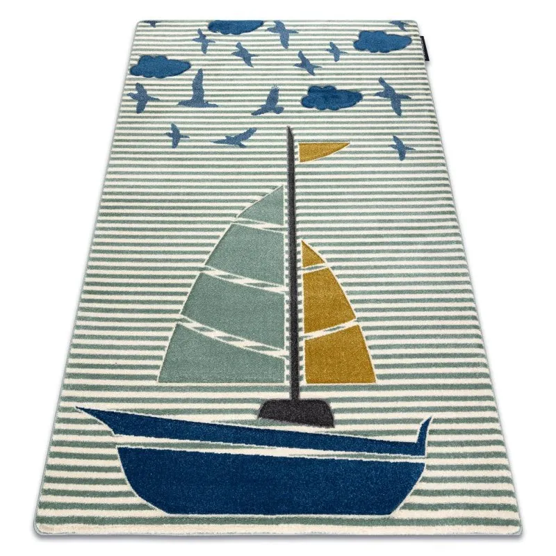 Kinderteppich PETIT SAIL Boot, Segelboot grün