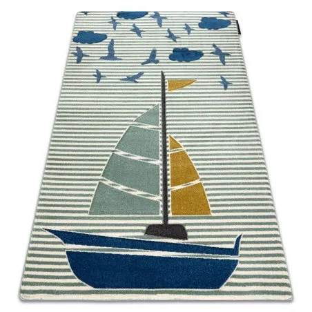 Kinderteppich PETIT SAIL Boot, Segelboot grün