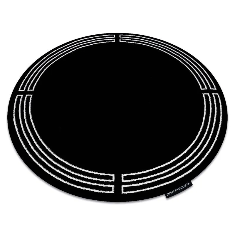 Teppich HAMPTON Chick Kreis Rahmen schwarz