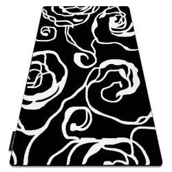 Teppich HAMPTON Rosa Rose, Blumen schwarz