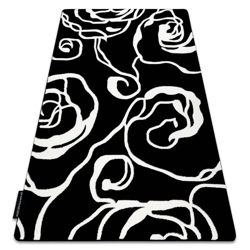 Teppich HAMPTON Rosa Rose, Blumen schwarz