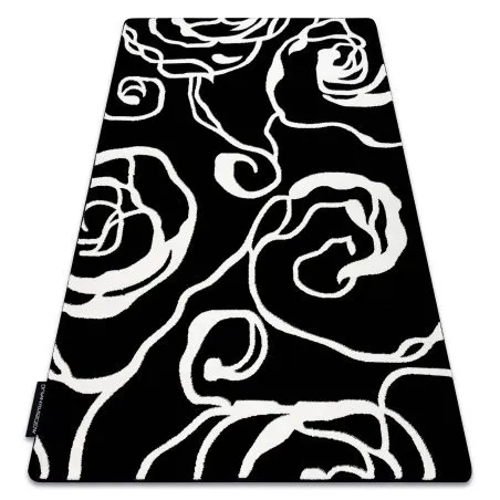 Teppich HAMPTON Rosa Rose, Blumen schwarz