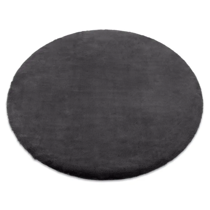 Teppich BUNNY Kreis grau IMITATION VON KANINCHENPELZ