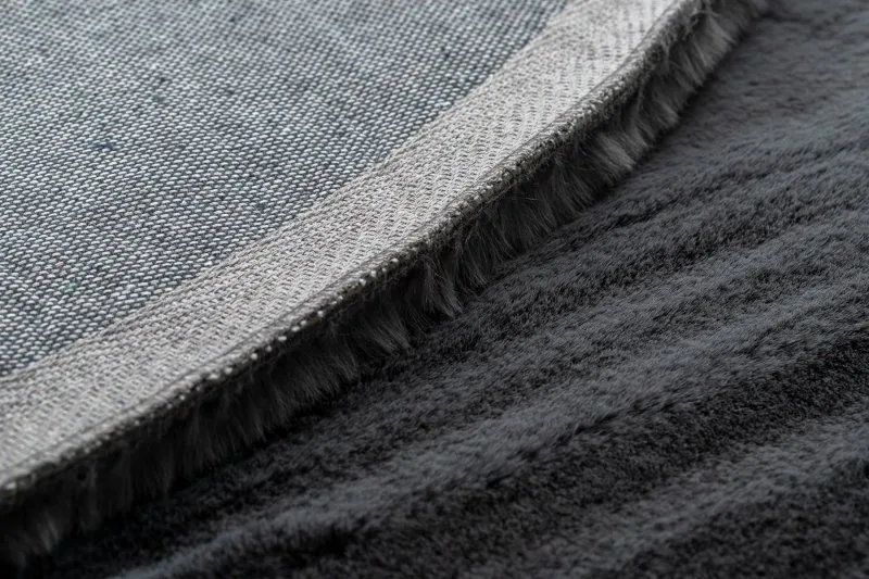 Teppich BUNNY Kreis grau IMITATION VON KANINCHENPELZ