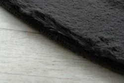 Teppich BUNNY Kreis grau IMITATION VON KANINCHENPELZ