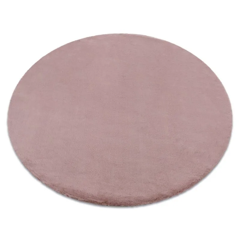 Teppich BUNNY Kreis rosa IMITATION VON KANINCHENPELZ