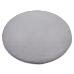 Teppich BUNNY Kreis silber IMITATION VON KANINCHENPELZ