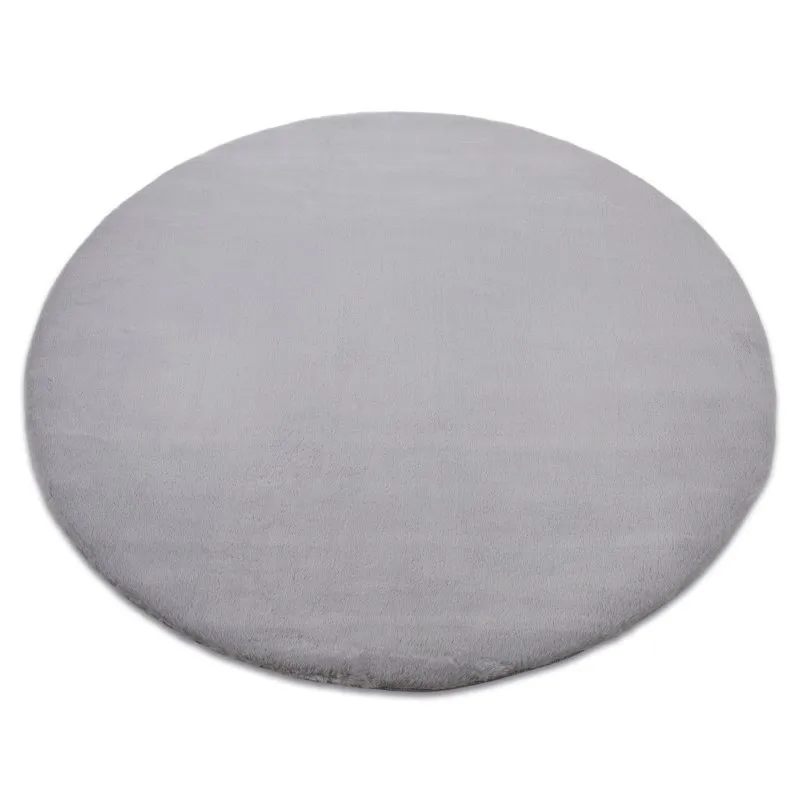 Teppich BUNNY Kreis silber IMITATION VON KANINCHENPELZ