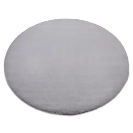 Teppich BUNNY Kreis silber IMITATION VON KANINCHENPELZ