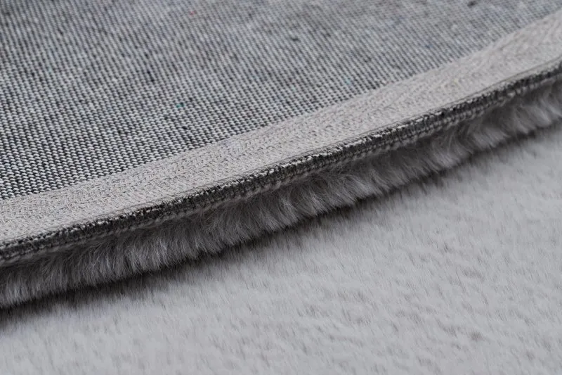 Teppich BUNNY Kreis silber IMITATION VON KANINCHENPELZ