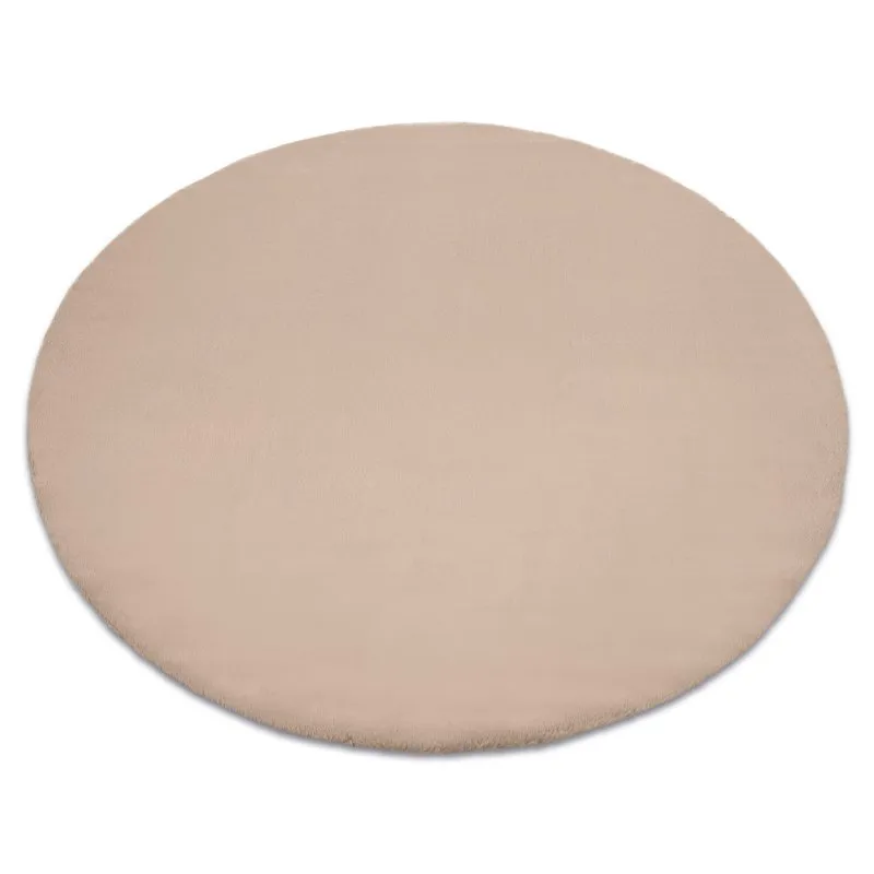 Teppich BUNNY Kreis taupe beige IMITATION VON KANINCHENPELZ